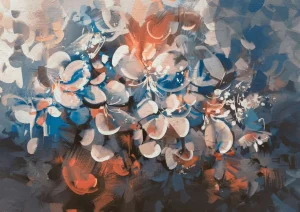 New Abstract bloembladeren schilderij fotobehang Kunst & Design
