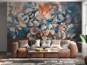 New Abstract bloembladeren schilderij fotobehang Kunst & Design