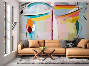 Discount Abstract gezicht van een vrouw fotobehang Tienerkamer | Gang