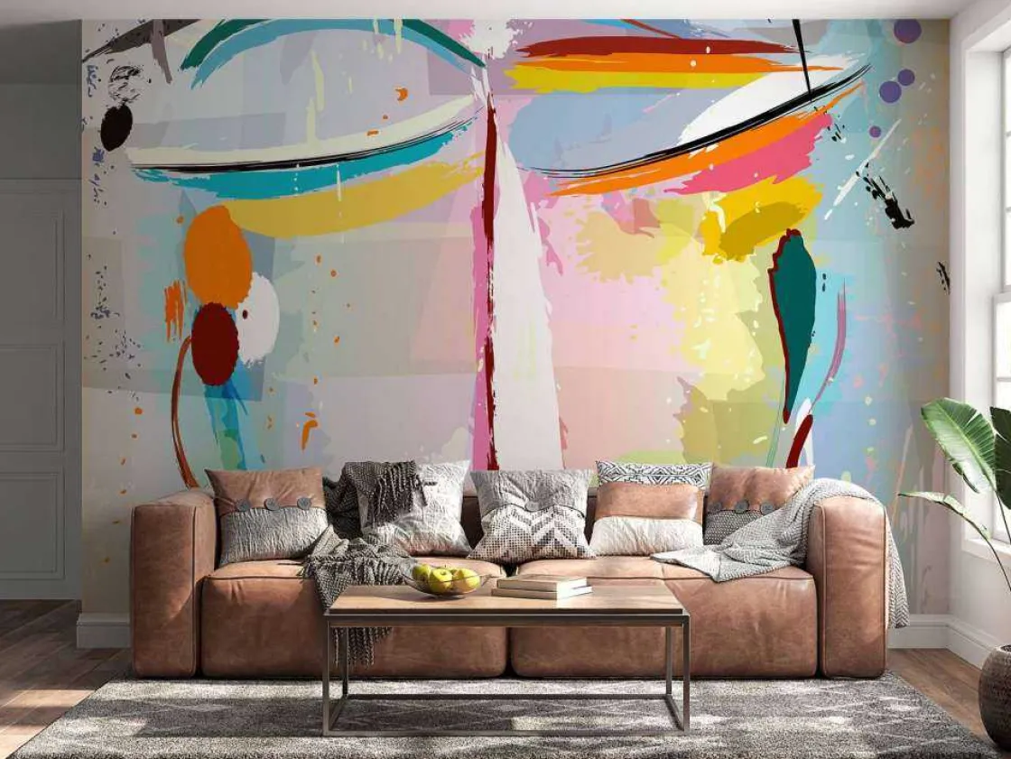 abstract_gezicht_van_een__2.webp Discount Abstract gezicht van een vrouw fotobehang Tienerkamer | Gang