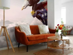 Hot Adelaar met de Amerikaanse vlag vast fotobehang Tienerkamer