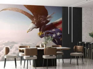 Hot Adelaar met de Amerikaanse vlag vast fotobehang Tienerkamer