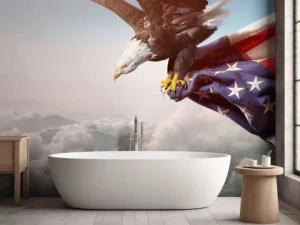 Hot Adelaar met de Amerikaanse vlag vast fotobehang Tienerkamer