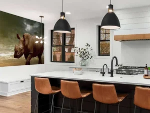 Outlet Afrikaanse neushoorn op een vuil veld fotobehang Tienerkamer | Dieren
