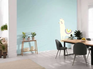 Discount Alpaca design met een blauwe achtergrond fotobehang Babykamer