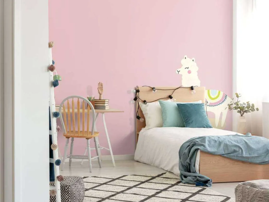 alpaca_design_met_een_roz_3.webp Online Alpaca design met een roze achtergrond fotobehang Kinderkamer | Babykamer