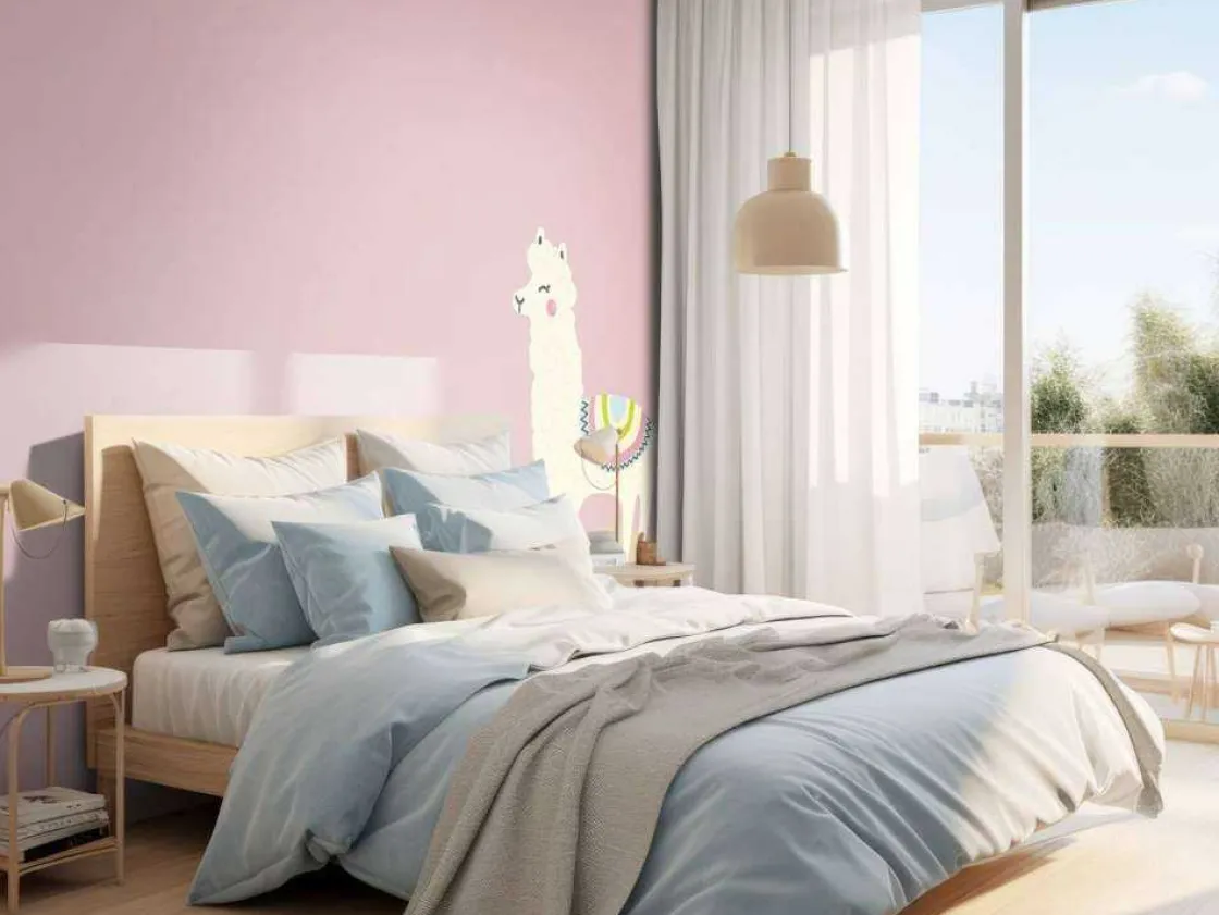 alpaca_design_met_een_roz_8.webp Online Alpaca design met een roze achtergrond fotobehang Kinderkamer | Babykamer