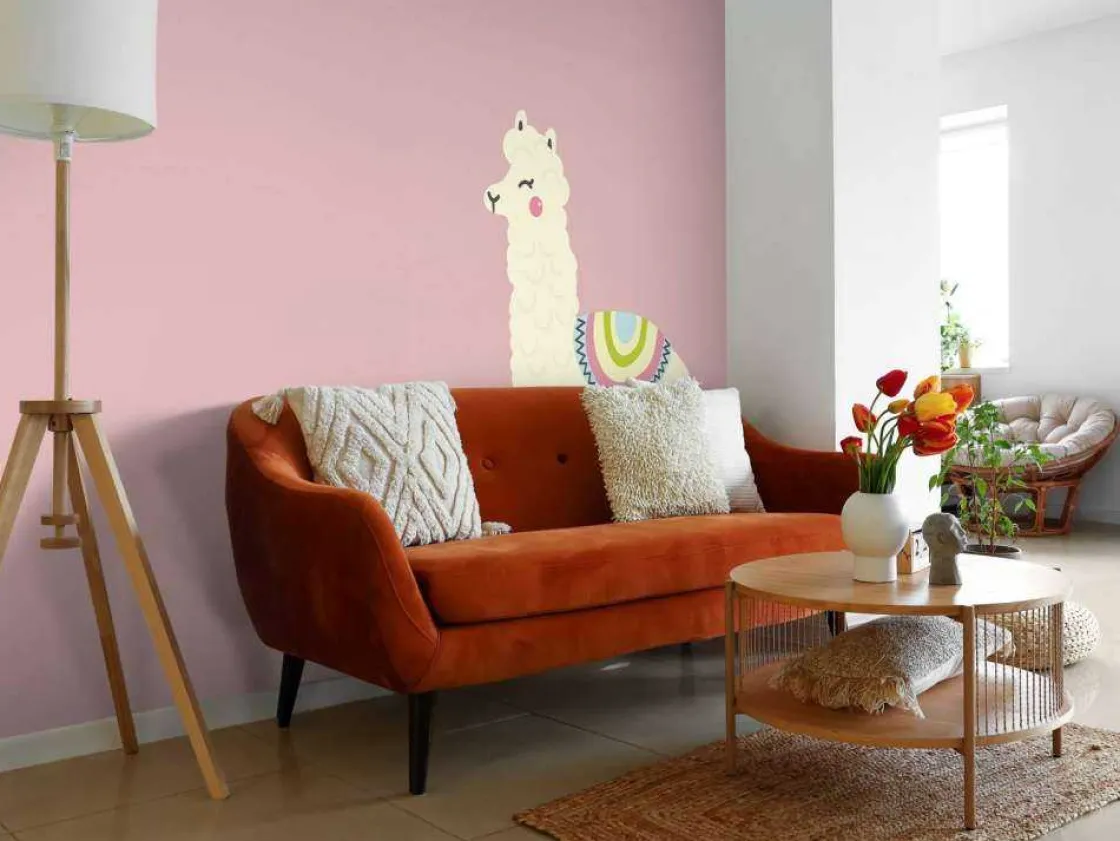 alpaca_design_met_een_roz_9.webp Online Alpaca design met een roze achtergrond fotobehang Kinderkamer | Babykamer
