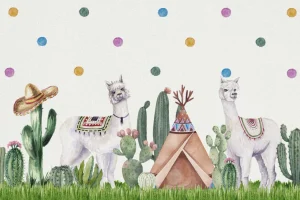 Online Alpaca's tussen cactussen Kinderkamer | Dieren