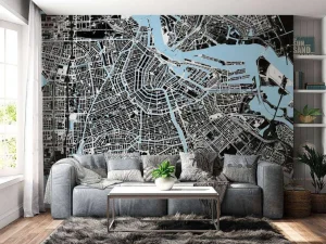 Hot Amsterdam plattegrond fotobehang Steden | Architectuur