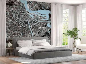 Hot Amsterdam plattegrond fotobehang Steden | Architectuur
