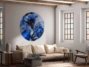 Sale Aquarel van blauwe bloemen fotobehang Tienerkamer