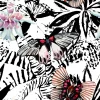 Best Aquarel van exotische vlinders en bloemen fotobehang Tienerkamer | Bloemen