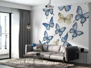Outlet Aquarel van vlinders met een witte achtergrond fotobehang Kunst & Design | Dieren