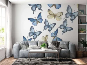 Outlet Aquarel van vlinders met een witte achtergrond fotobehang Kunst & Design | Dieren