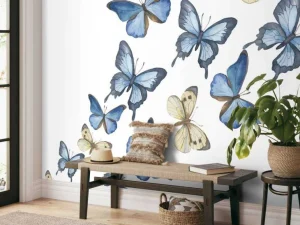 Outlet Aquarel van vlinders met een witte achtergrond fotobehang Kunst & Design | Dieren