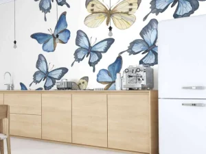 Outlet Aquarel van vlinders met een witte achtergrond fotobehang Kunst & Design | Dieren