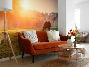 Online Arabisch paard bij zonsondergang fotobehang Tienerkamer | Kinderkamer