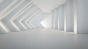 Outlet Architectonische witte kamer in 3D fotobehang 3d