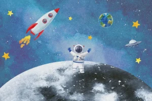 New Astronaut op de Maan Kinderkamer