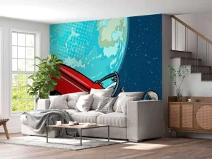 Fashion Auto in de ruimte fotobehang Kinderkamer | Transport