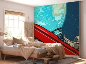 Fashion Auto in de ruimte fotobehang Kinderkamer | Transport