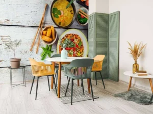 Clearance Aziatische gerechten op een houten tafel fotobehang Keuken