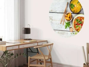 Clearance Aziatische gerechten op een houten tafel fotobehang Keuken