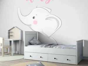 Discount Baby olifantje fotobehang Babykamer