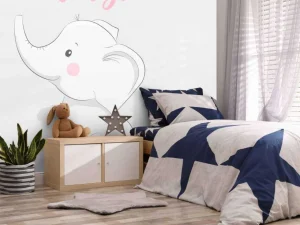 Discount Baby olifantje fotobehang Babykamer