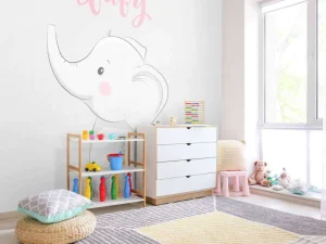 Discount Baby olifantje fotobehang Babykamer