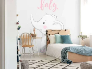 Discount Baby olifantje fotobehang Babykamer