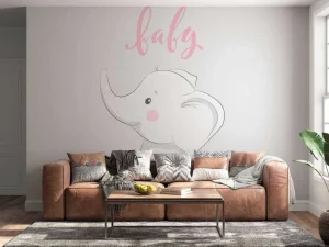 Discount Baby olifantje fotobehang Babykamer