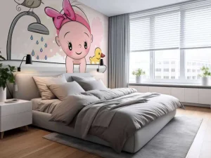 Fashion Baby speelt in bad fotobehang Babykamer