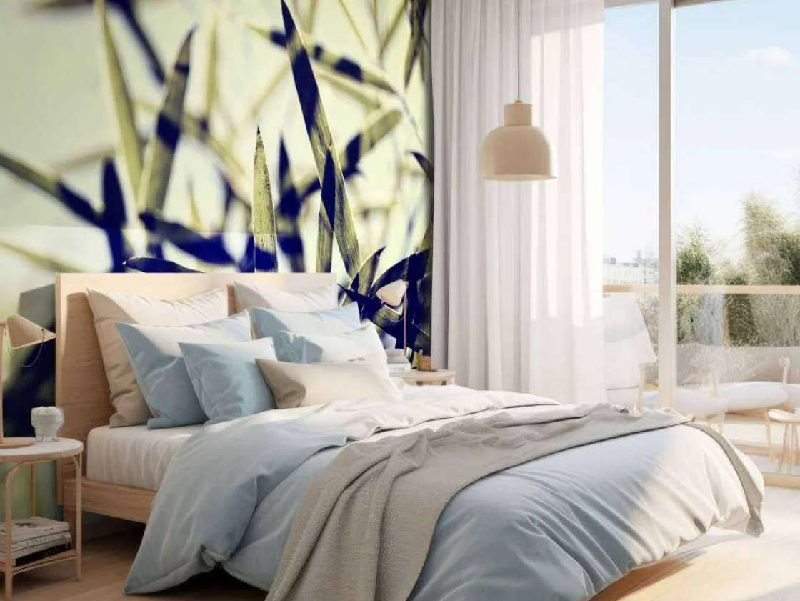 bamboe_bladeren_in_de_zon_9.webp Online Bamboe bladeren in de zon fotobehang Woonkamer | Bloemen