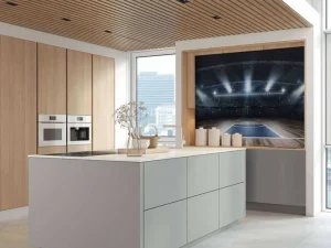 Online Basketbal arena met een houten vloer fotobehang Kinderkamer | Sport