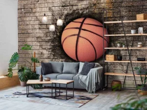 Sale Basketbal in een stenen muur fotobehang Kinderkamer | Sport