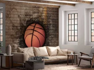 Sale Basketbal in een stenen muur fotobehang Kinderkamer | Sport