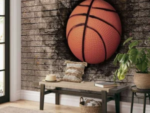 Sale Basketbal in een stenen muur fotobehang Kinderkamer | Sport