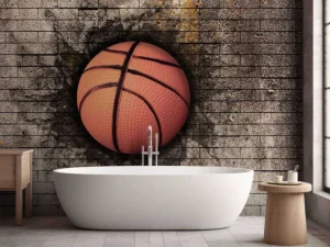 Sale Basketbal in een stenen muur fotobehang Kinderkamer | Sport