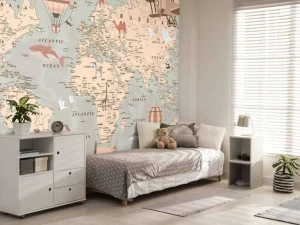 Discount Beige wereldkaart Kinderkamer | Dieren