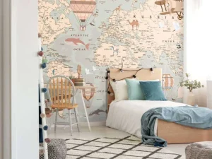 Discount Beige wereldkaart Kinderkamer | Dieren
