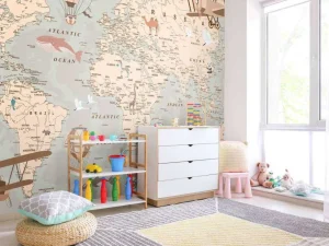 Discount Beige wereldkaart Kinderkamer | Dieren