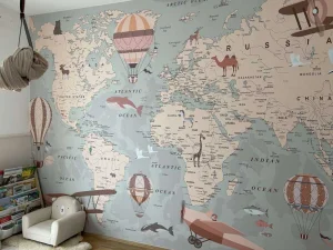 Discount Beige wereldkaart Kinderkamer | Dieren
