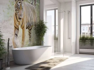 Outlet Bengaalse Tijger lopend in woud fotobehang Dieren