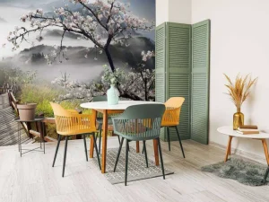 Sale Berg met brug naar Bloesem fotobehang Bloemen