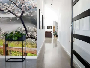 Sale Berg met brug naar Bloesem fotobehang Bloemen