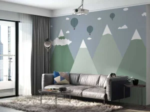 Fashion Berglandschap met luchtballonnen Kinderkamer