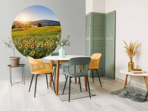 Clearance Berglandschap met zonnebloemen fotobehang Bloemen