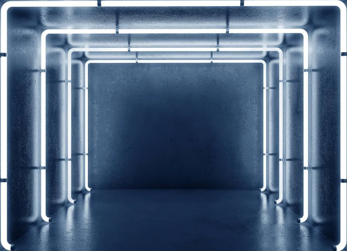 betonnen_neon_verlichte_g_0.webp Outlet Betonnen neon verlichte garage fotobehang Computerkamer | 3d